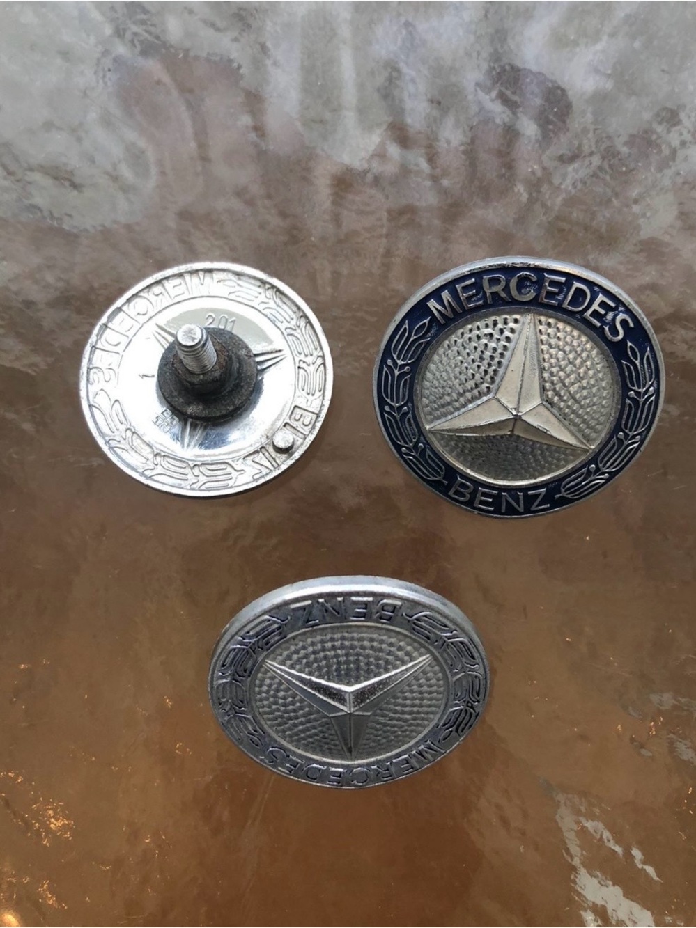 Mercedes-Benz Silver and Navy Hood Emblem Badge Set - Genuine Style